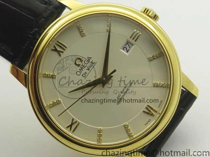 0111 De Ville YG MKF 1:1 Best Edition Silver Dial Diamonds Markers on Black Leather Strap MIYOTA 9015 V Flexible 8046